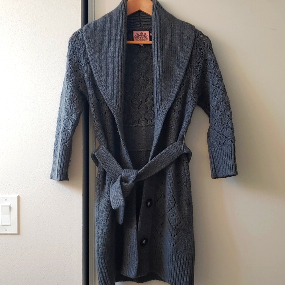 Vintage Juicy Couture Wool Angora Blend Heavyweight Sweater Knit Cardigan EUC